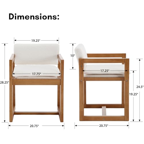 LukeAlon Linen Dining Room Chairs Set of 4, Open Square Back Side Chairs with Solid Wood Legs Mid Century Kitchen Chairs with Arms Classic Parsons Chairs for Home Kitchen Living Room, Black