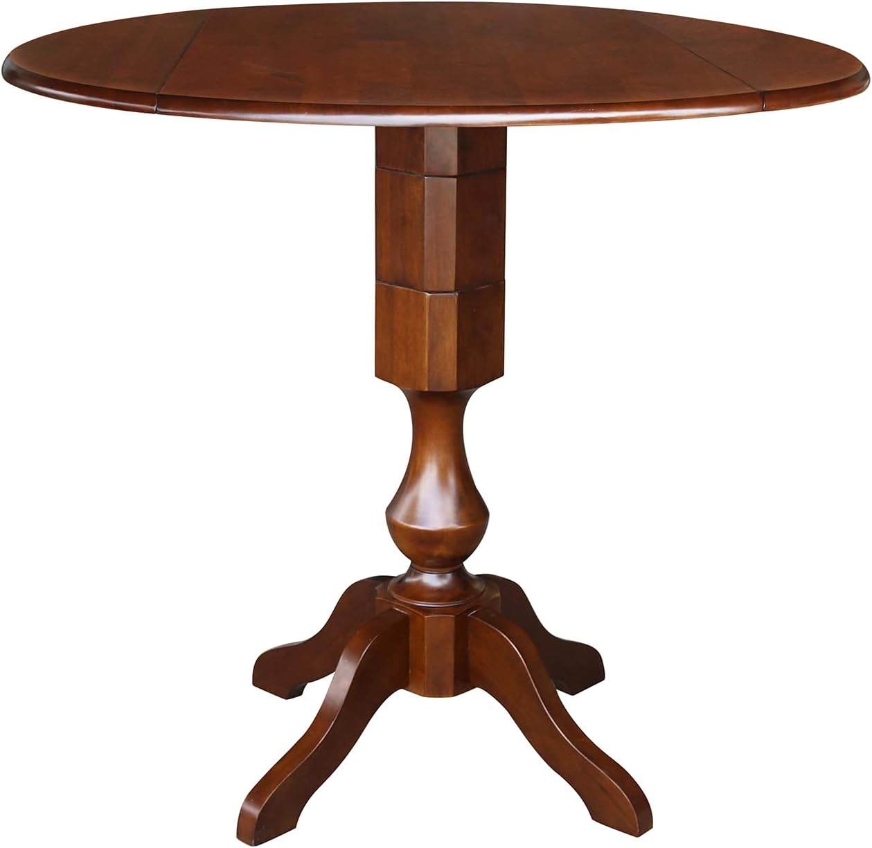 IC International Concepts International Concepts Round Dual Drop Leaf Hardwood Pedestal Espresso Dining Table