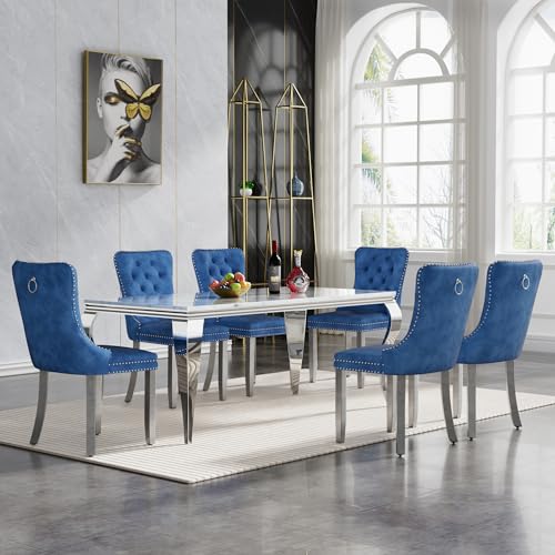 Marble Dining Table Set for 4, Dining Room Table Set for 4, Modern Dining Table Set with 70