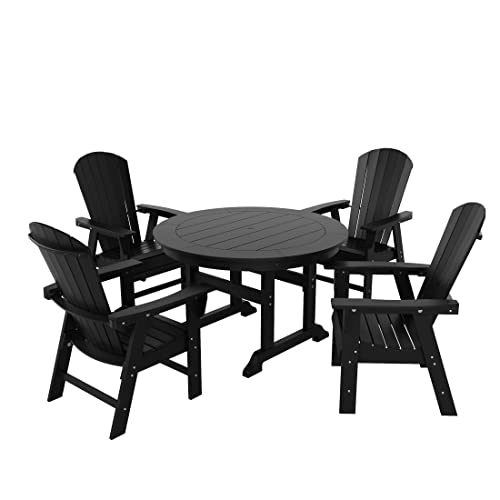 WestinTrends Dylan Adirondack Outdoor Dining Set for 4, All Weather Poly Lumber Patio Table and Chairs Set of 4, 47
