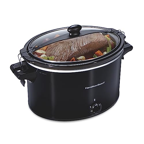Hamilton Beach Stay or Go Portable Slow Cooker with Lid Lock, Dishwasher-Safe Crock, 6-Quart, Black 33261