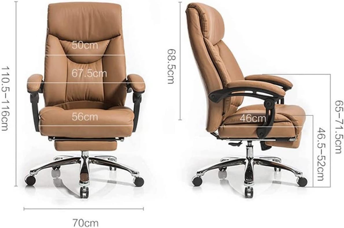 Ergonomic High Back Bonded Leather Reclining Office Chair, Heavy Duty Executive Massage Computer Desk Chair with Retractable Footrest and Metal Base for Home Office Lofty Am