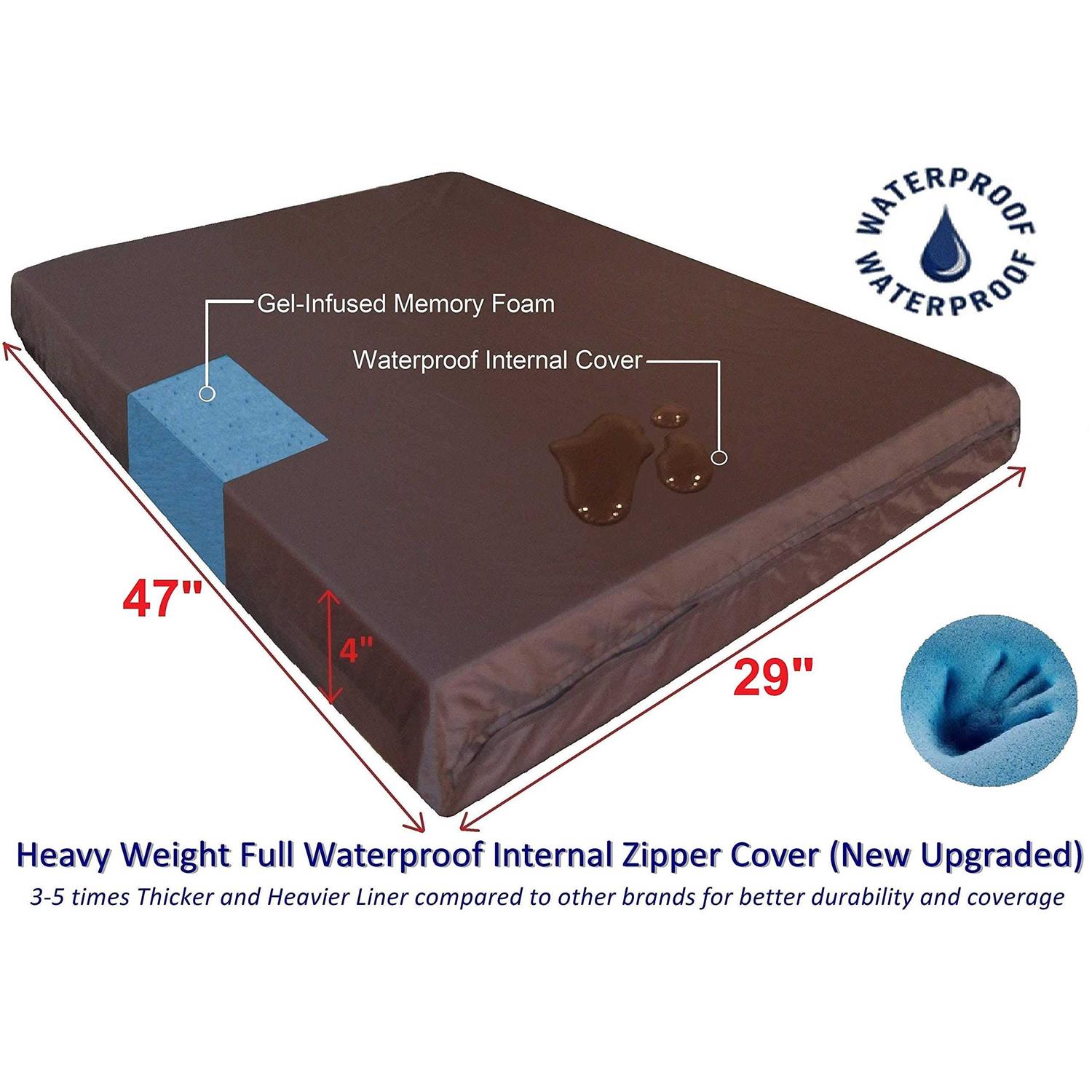 Dogbed4less Orthopedic gel Memory Foam Dog Bed Large Pet and Waterproof Liner Cover - Pet Supplies online store