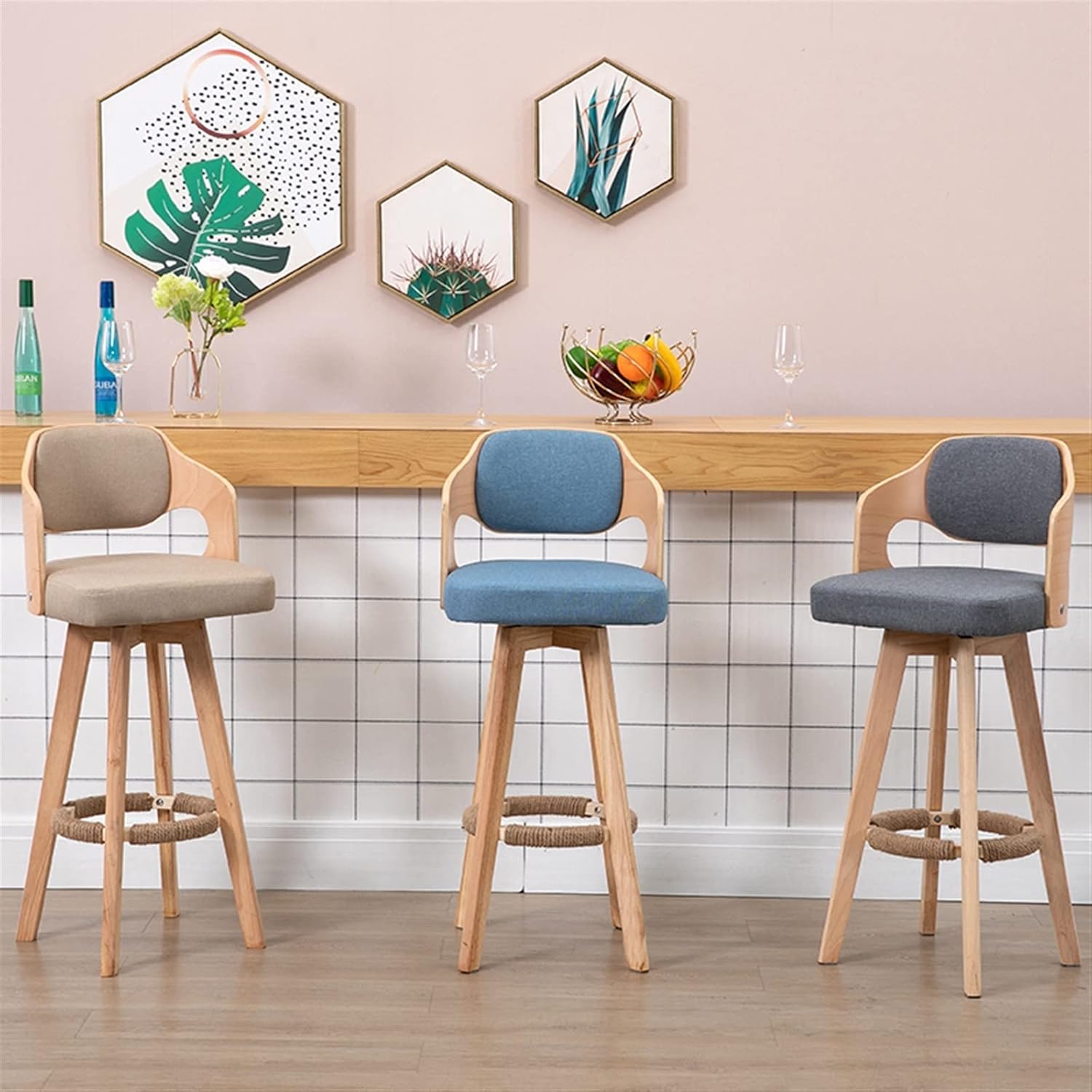 Height 76cm/29.92inch Simple Fashion High Swivel Comfortable with Backrest Lounge Bar Chair Bar