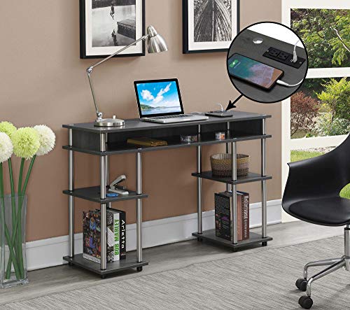 Convenience Concepts Designs2Go Tools Student Desk with Charging Station and Shelves, 47.25
