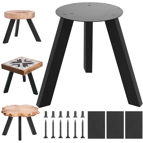 NXN-HOME 19 inch Round Plate Table Base Legs, Coffee Table Legs, Bench Metal Legs, Mid Century Home DIY Projects Black Furniture Legs(19”H x 14”W)