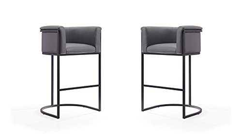 Manhattan Comfort Cosmopolitan Barstool in Camel and Black (Set of 2)