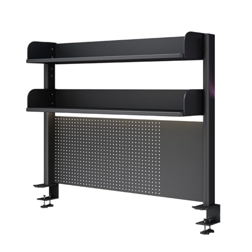 Clamp On Desk Organizer Shelf, Desk Extender Pegboard Workstation,Computer Desk Accessories for Office, Privacy Panel for Gaming Desk,23.6/31.4/39.3in Desktop Shelving System (BLACK, 60CM/23.6IN)