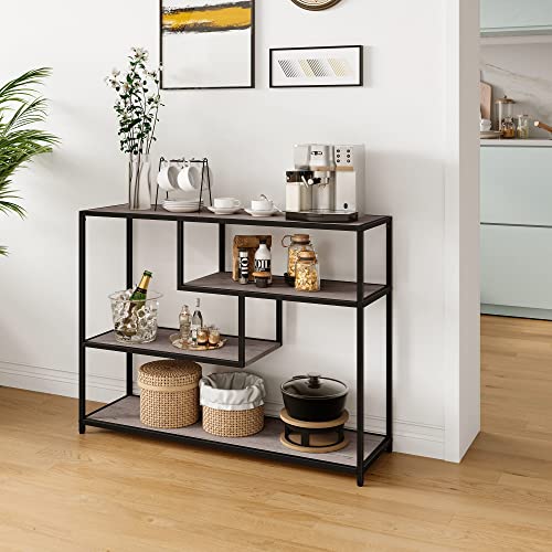 LINSY HOME Console Table, 4-Tier Sofa Tables for Entryway, Narrow Tables with Open Storage Shelves, 39.3” Console Tables for Entryway, Hallway, Sofa, Couch, Living Room, Bar, Kitchen, Black