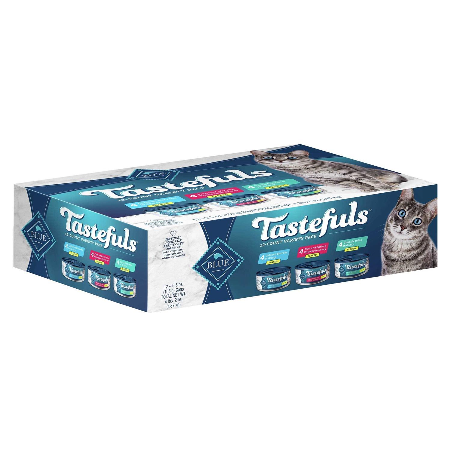 Blue Buffalo Tastefuls Tuna, Chicken and Fish/Shrimp Flaked Variety Pack Wet Cat Food - Pet Supplies online store
