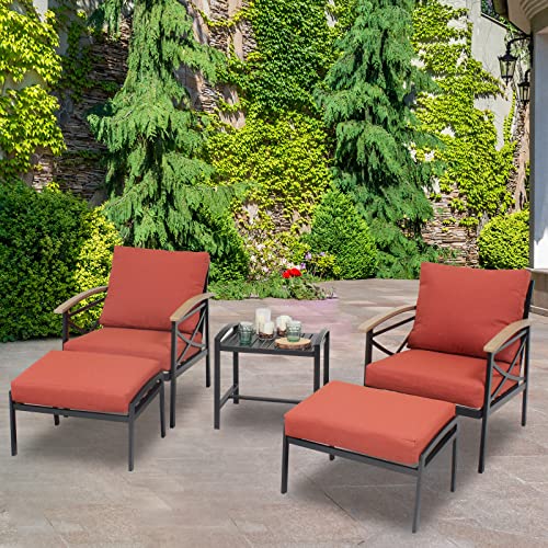 3 Pcs Outdoor Patio Furniture Set,Patio Conversation Sofa Set with Side Table,All Weather Patio Bistro Set,Outdoor Porch Chairs with Cushion for Garden,Backyard,Lawn,Poolside(Grey)