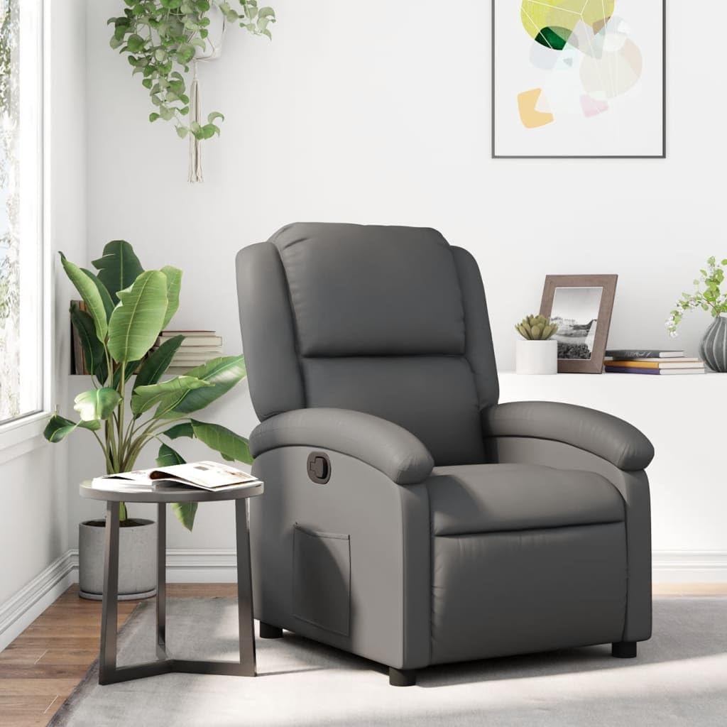 Recliner Chair Gray Faux Leather,Furniture,Chairs,Armchairs, Recliners & Sleeper Chairs,Gray,20.3kg/44.66ib