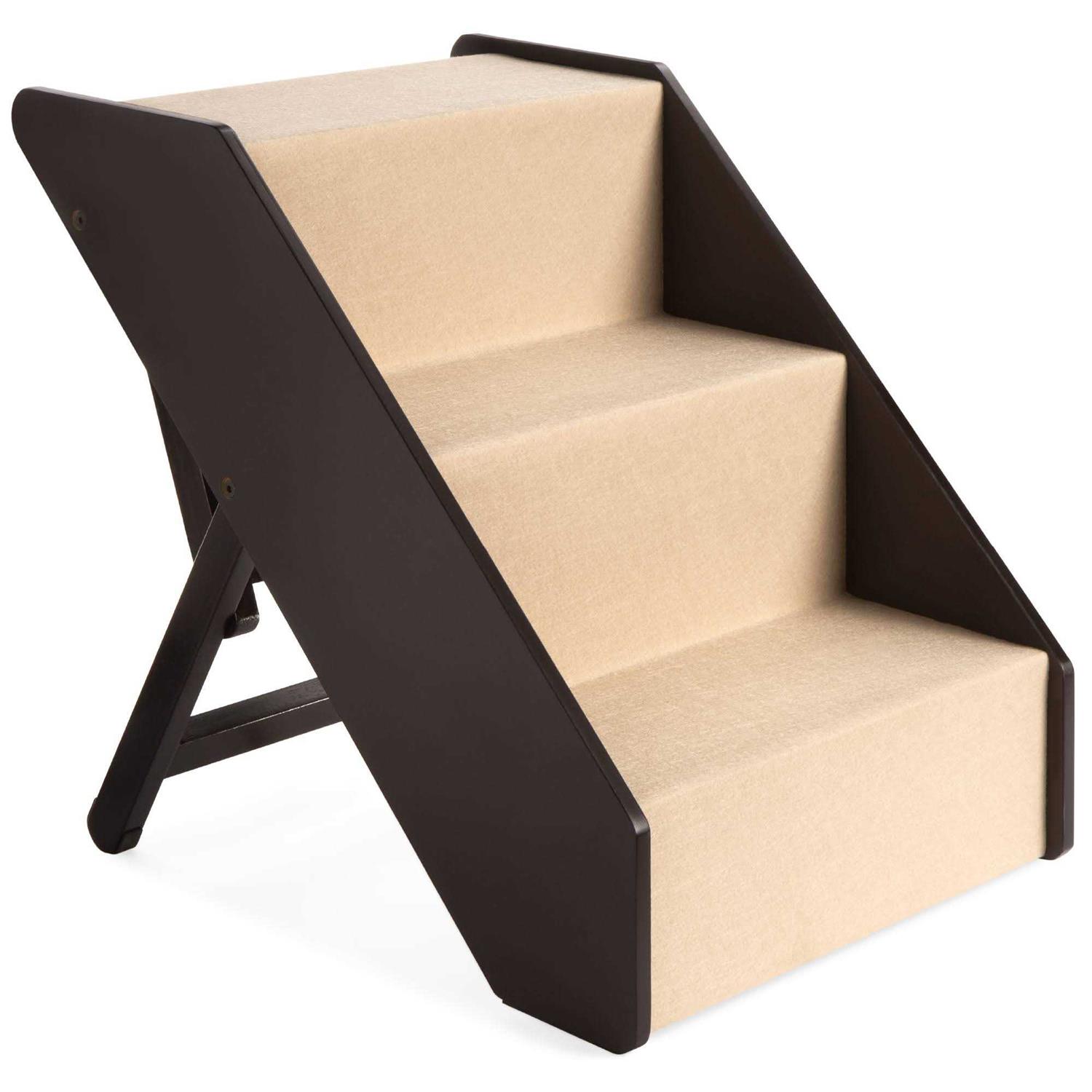 Best Choice Products Foldable Adjustable Wide Wooden Carpeted Pet Stairs for Injured - Pet Supplies online store