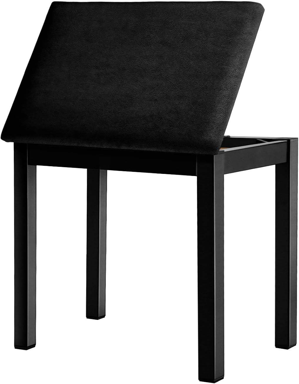 Starfavor Piano Bench with Storage Compartment, Piano Keyboard Stool with Iron Legs, Velvet Cushioned Piano Chair, Keyboard Bench Seat Color Black, STB-210