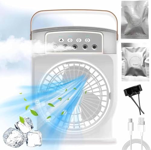 Ice Cube Fan Air Cooler, IceCube Fan, Polarlux Air Cooler, Airfrost Air Cooler Fan, Aqua Freeze Cooling Fan, Portable Misting Fan, Desk Air Conditioner Fan with 3 Wind Speeds (Purple, Plug in model)