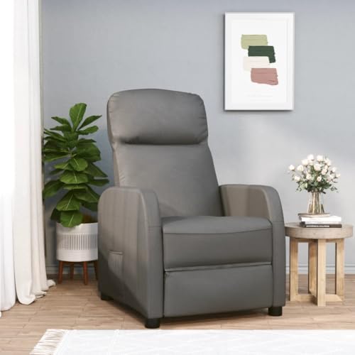 Reclining Chair, Gray Faux Leather,Assembly is a Breeze with The Included Detailed Manual, Allowing You to Enjoy This Luxurious Recliner in no time. Living Room Furniture