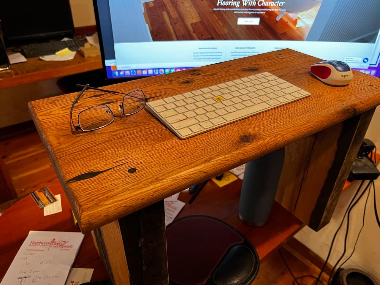 Eco-Sensa Reclaimed Oak Standing Desk Riser/Converter - Custom Made, Order to Make
