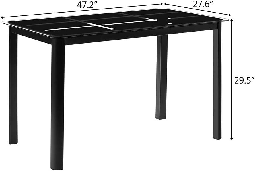 Simple Glass Table Top Dining Table Black Nine Square Kitchen Dining Table