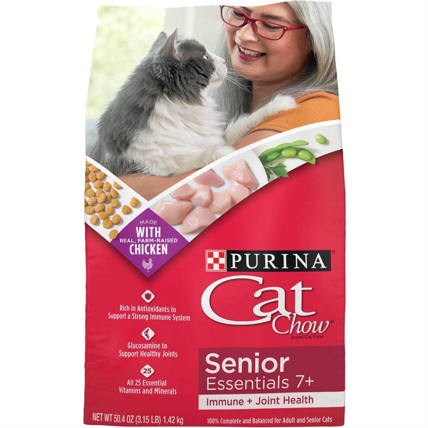 Purina Cat Chow Senior Essentials 7+ Immune + Joint Health Dry Cat Food - Pet Supplies online store