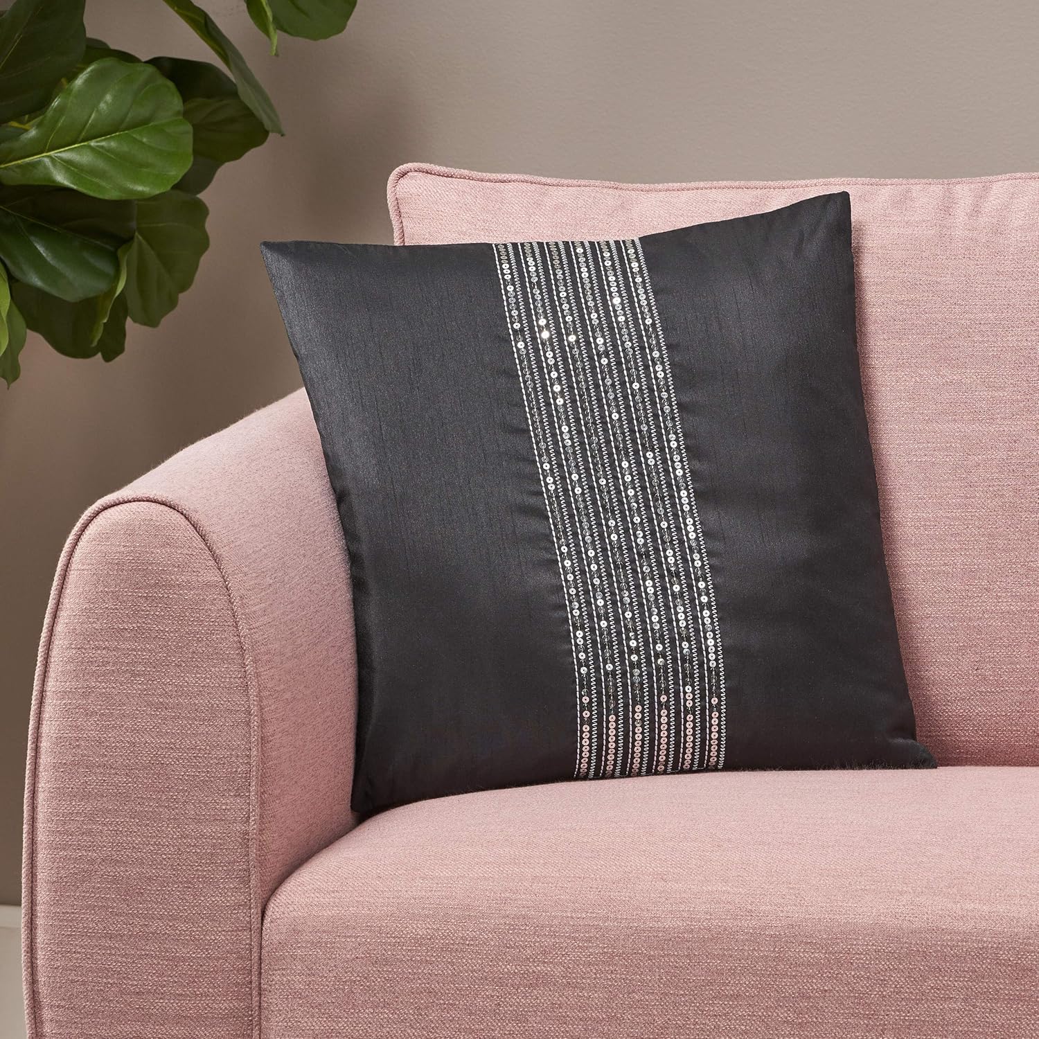 Great Deal Furniture Modern Fabric Throw Pillow Cover, Black