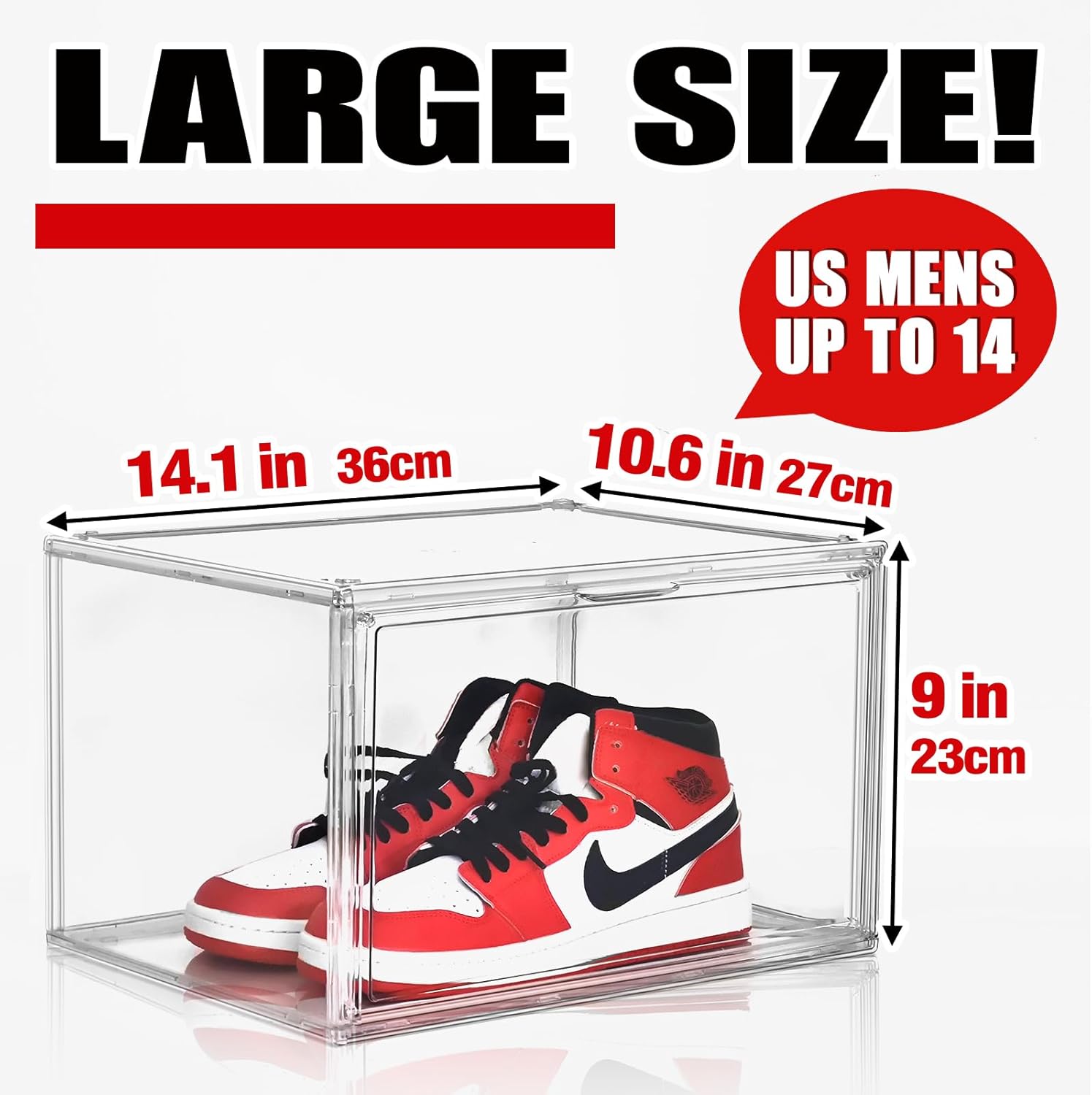 10Pack Acrylic Shoe Boxes Stackable 14.1 * 10.6 * 9in Clear Plastic Display Case for Sneakerheads Boot