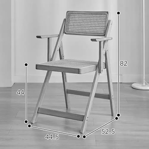 PALE Foldable Rattan Chair,Home Dining Chair with Armrests,Leisure Back Chair,Desk Chair(Original)