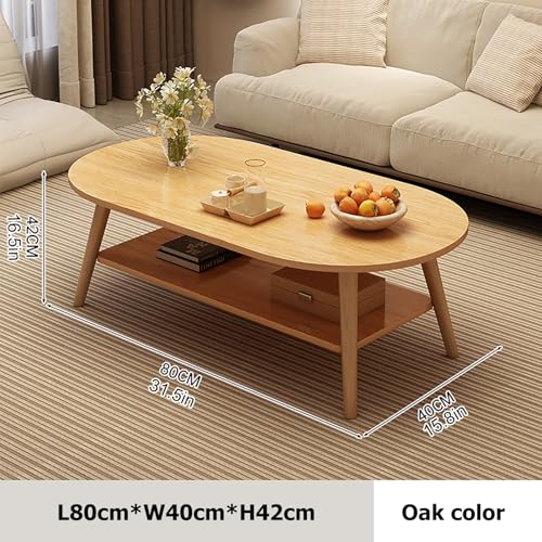 Oval Coffee Table, Wooden Farmhouse Coffee Table, Mid-Century Modern Coffee Table, Simple Modern Center Cocktail Table, for Living Room Reception Room Office(Creamy white,100cm/39.4in)