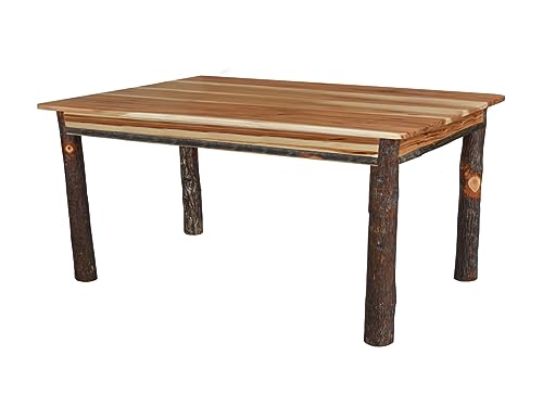 Amish-Made 60 Inch Rectangle Rustic Hickory Wood Dining Table