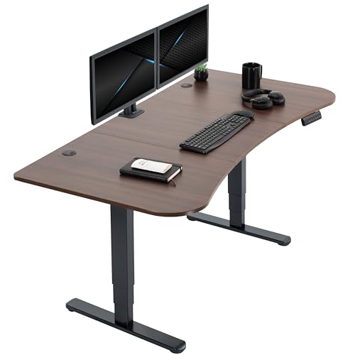 VIVO Electric Height Adjustable 71 x 36 inch Memory Stand Up Desk, Rustic Vintage Brown Table Top, White Dual Motor Frame, Preset Controller, 2B Series, DESK-KIT-2W7N-36