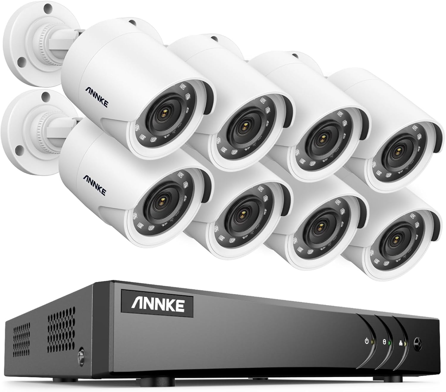 ANNKE Security Camera System, 8 Channel 3K Lite DVR and (8) 1080P Outdoor IP66 Weatherproof Cameras, AI Human/Vehicle Detection, Easy Remote Access, 100ft Night Vision(NO Hard Drive Included)