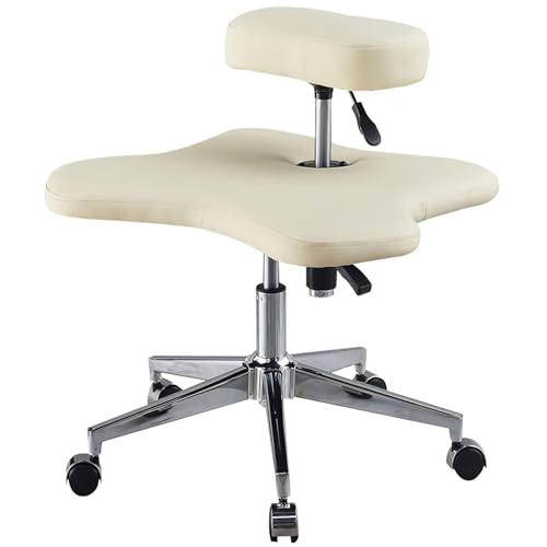 Office & Classroom Cross-Legged Chair with 5 Wheels, Kneeling Chair Height Adjustable, Ergonomic Kneeling Chair for Home Workers/Meditation Fanatics(Pink)