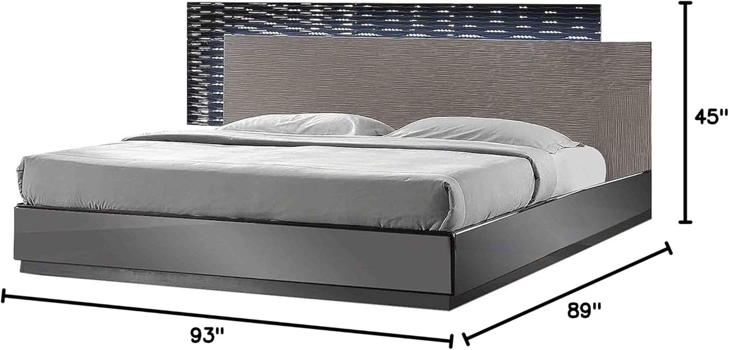 Best Master Furniture ROMABCK Romania Poplar Wood Cal Platform Bed in Black/Zebra Gray, California King