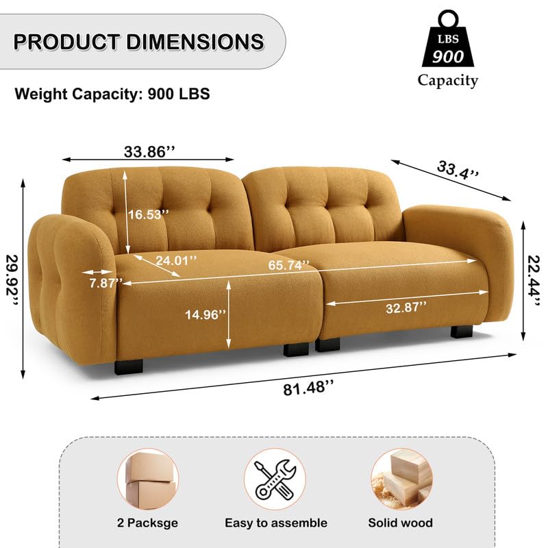 Boucle Cloud Sofa Couch for Living Room, 81.4