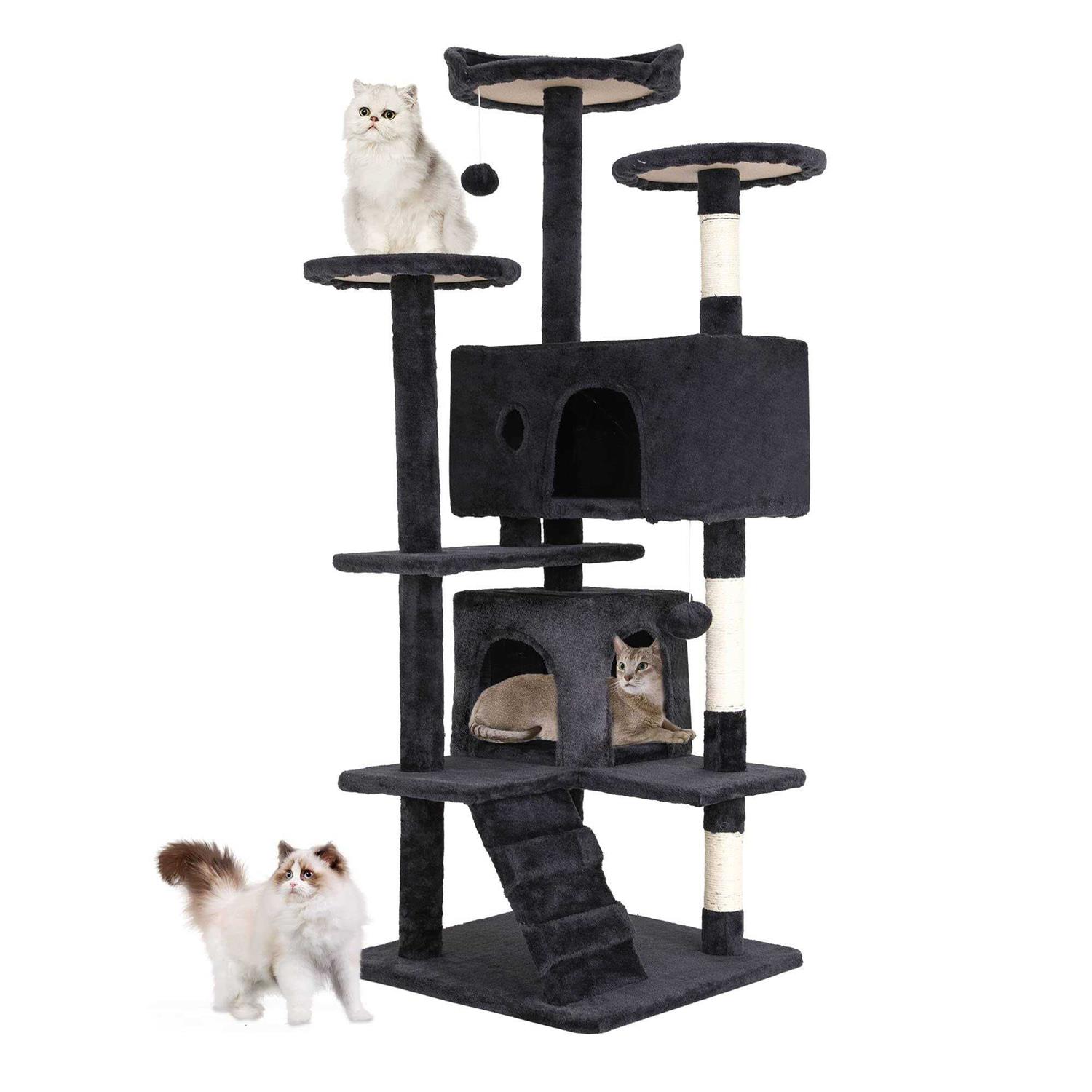 Bestpet 54in Cat Tree Tower with Cat Scratching Posts Stand House Cat Condo with Funny Toys - Pet Supplies online store