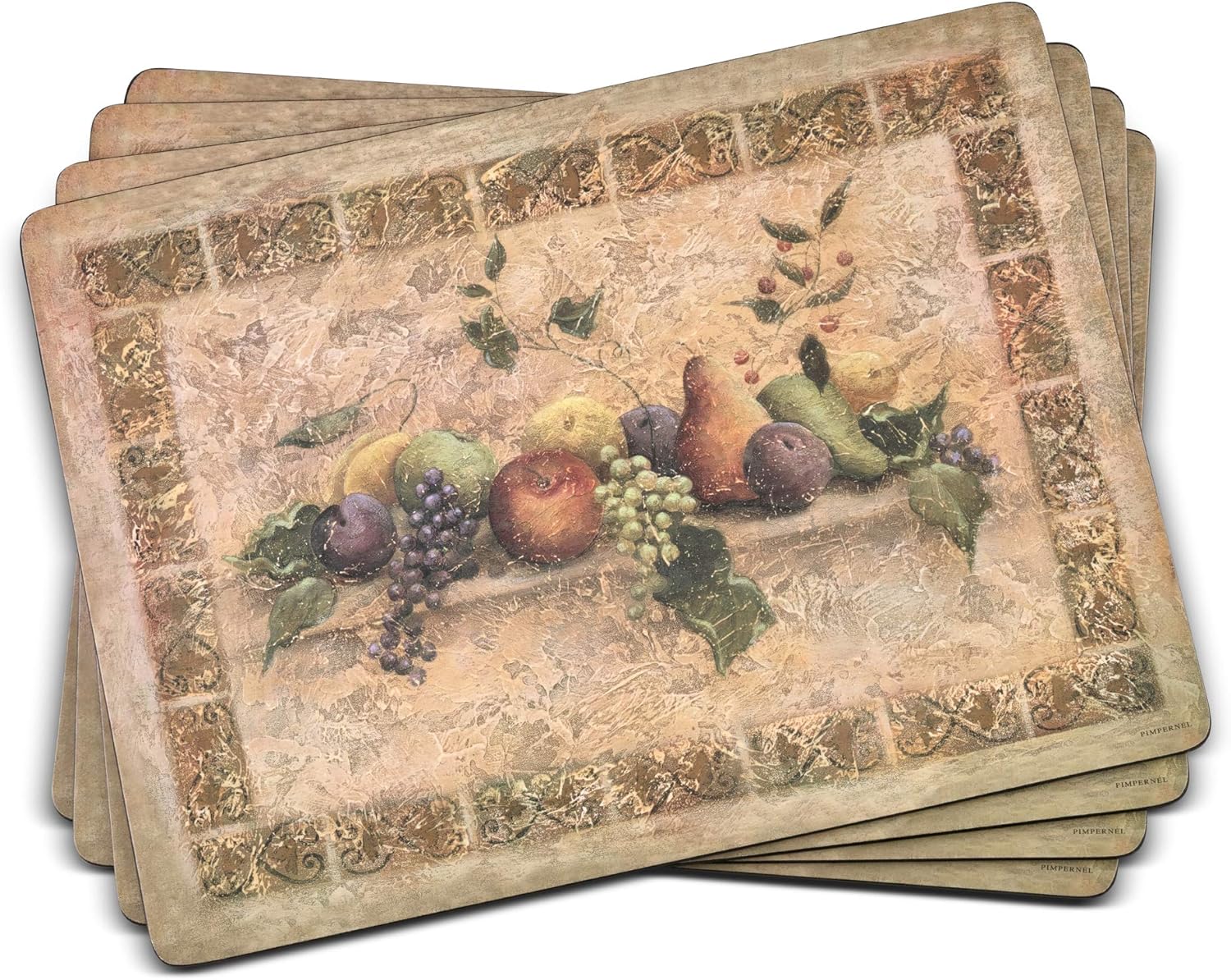 Pimpernel Tuscan Palette Collection Placemats | Set of 4 | Heat Resistant Mats | Cork-Backed Board | Hard Placemat Set for Dining Table | Measures 15.7” x 11.7”