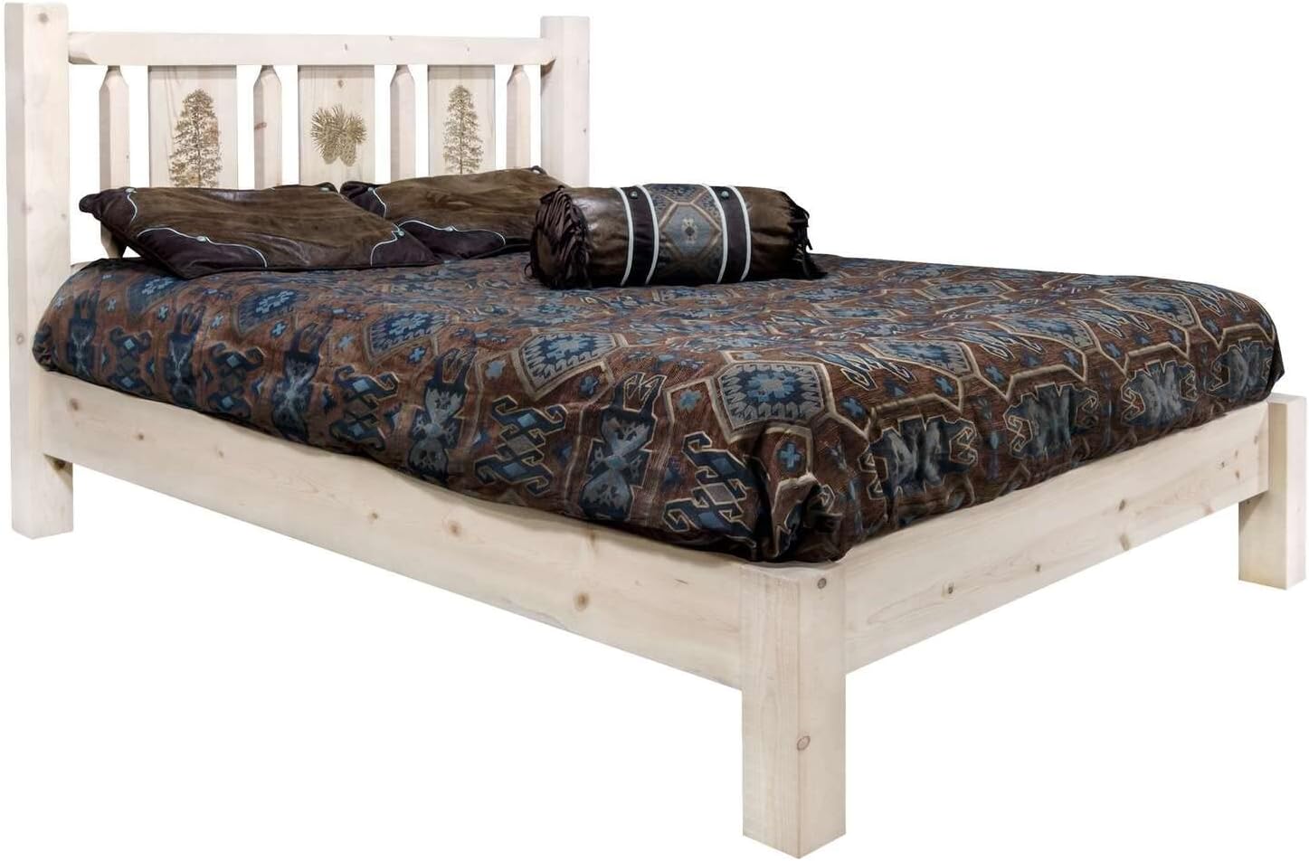 Montana Log Collection Wood Homestead King Platform Bed MWHCPBKVLZPINE