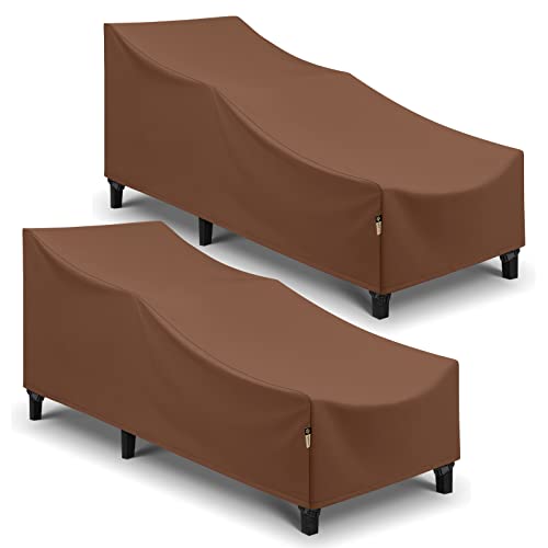 Chaise Lounge Cover, Waterproof Outdoor Lounge Chair Covers, 2 Pack Patio Chaise Covers, All Weather Resistant Patio Furniture Covers, 76