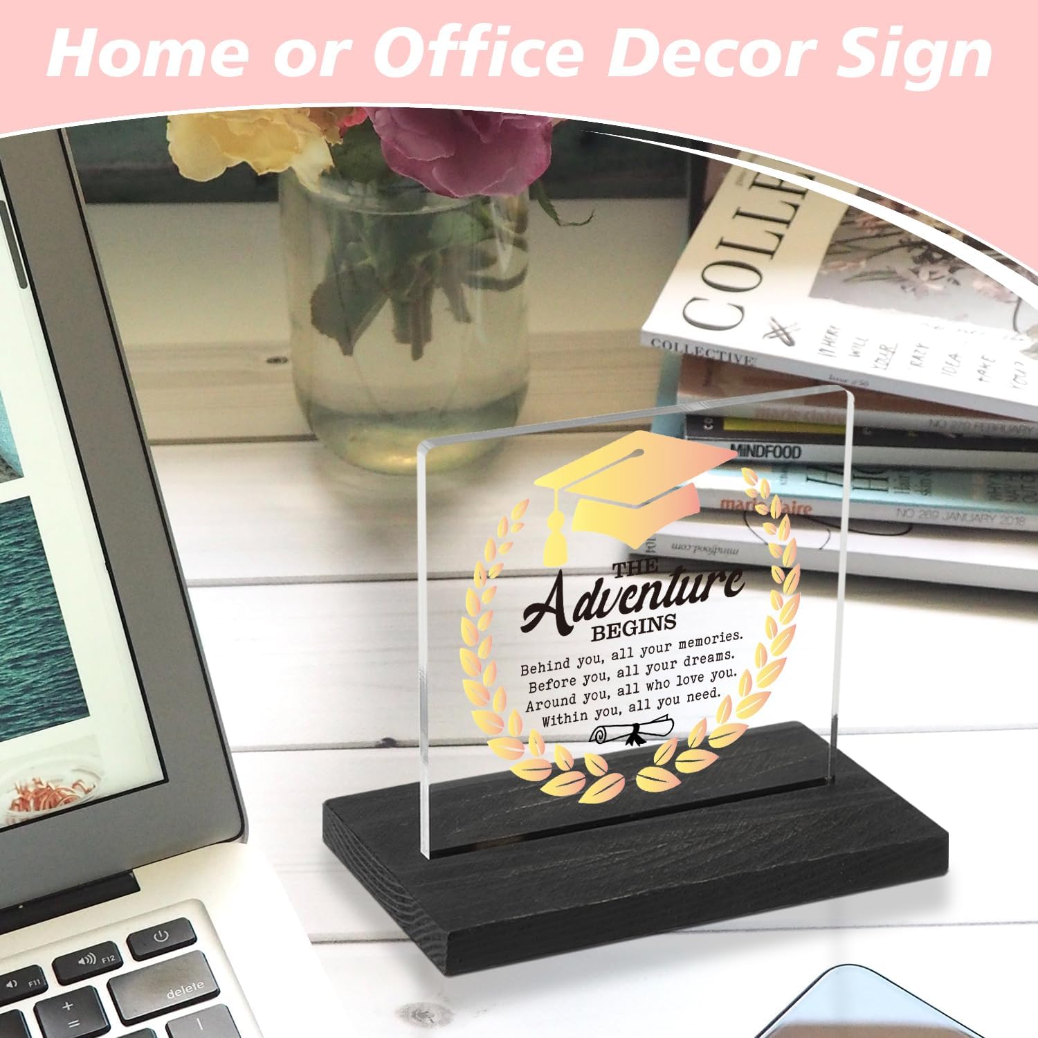 Graduation Gifts Class of 2024 for Women Men, Inspirational Graduation Gifts for Her Him, Home Office Decor Sign for Cubicle Decor or Desk Décor, DSF102