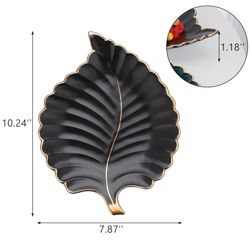 VanEnjoy Candy Dishes Decorative, Key Bowl for Entryway Table, Green Ceramic Bowl Decorative, Decorative Bowl for Keys, Leaf Jewelry Plate Tray