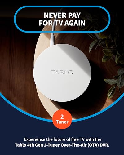 Tablo 4th Gen 2-Tuner Over-The-Air (OTA) DVR - Watch, Pause & Record Live TV, News, Sports & Movies Throughout Your Home Over Wi-Fi - Pairs w/Any TV Antenna - 50+ Hrs Recording - No Subscriptions