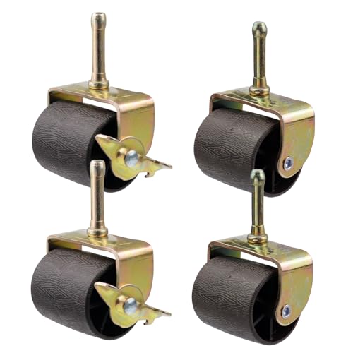 Bed Frame Wheels Casters,Bed Frame with Locking Bed Frame Casters Replacement with Socket Sleeve Inserts for Bed Frame Socket Set of 4(2 Casters with Locking+2 Casters Without Locking)
