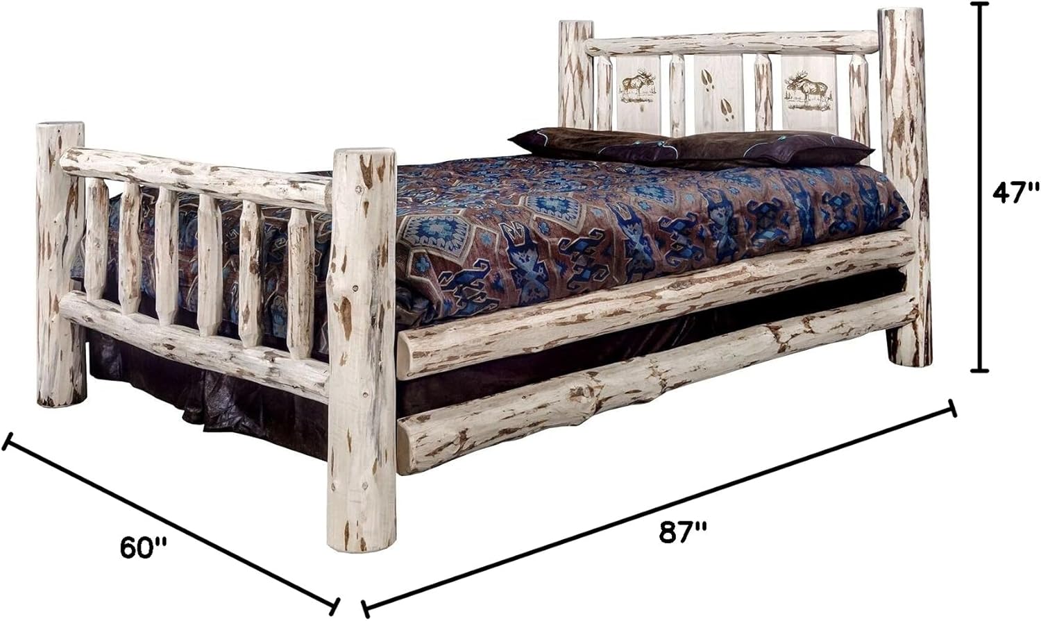Montana Collection Full Bed w/Laser Engraved Moose Design, Ready to Finish