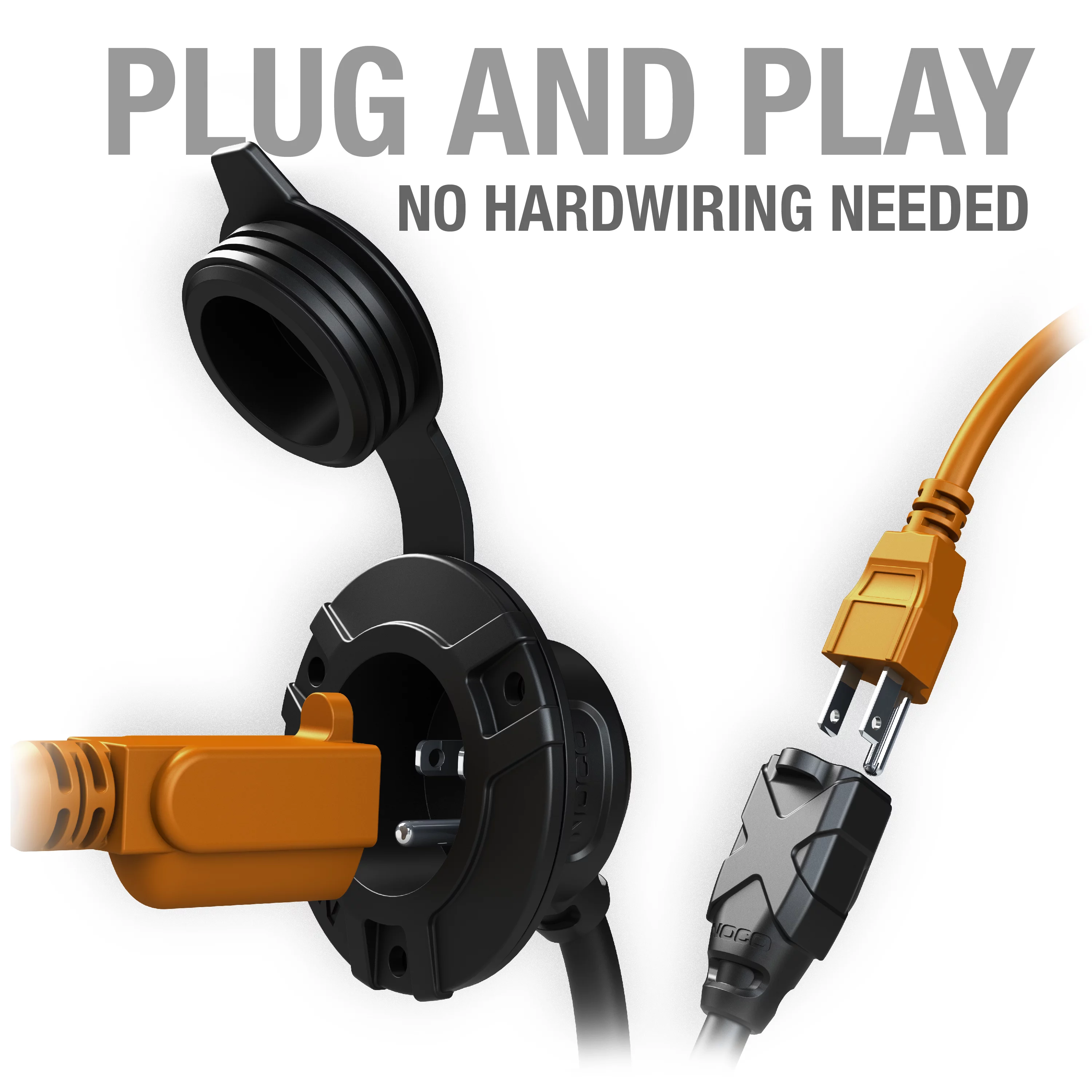 NOCO GCP1E 15 Amp 125V AC Port Plug Power Inlet with 6-Foot Integrated Extension Cord