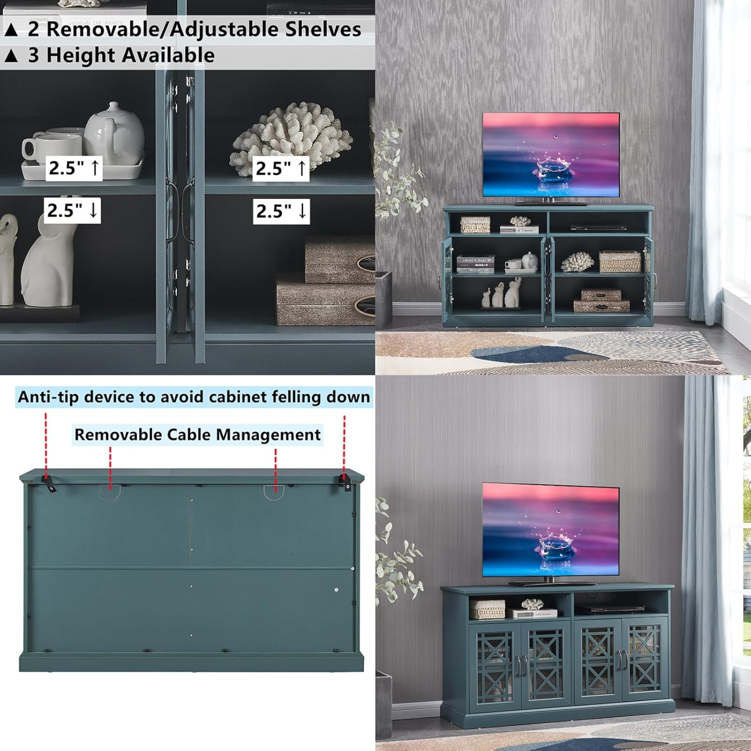 TV Stand Sideboard, Teal