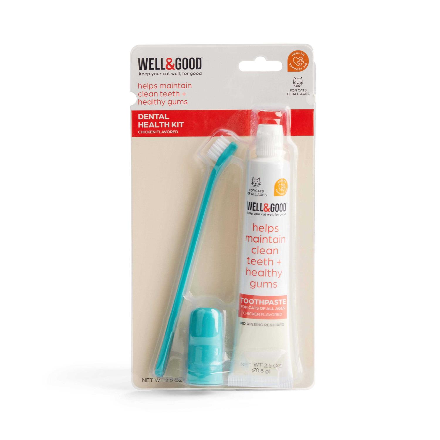 Well & Good Cat Dental Health Kit with Chicken Flavored Toothpaste - Pet Supplies online store