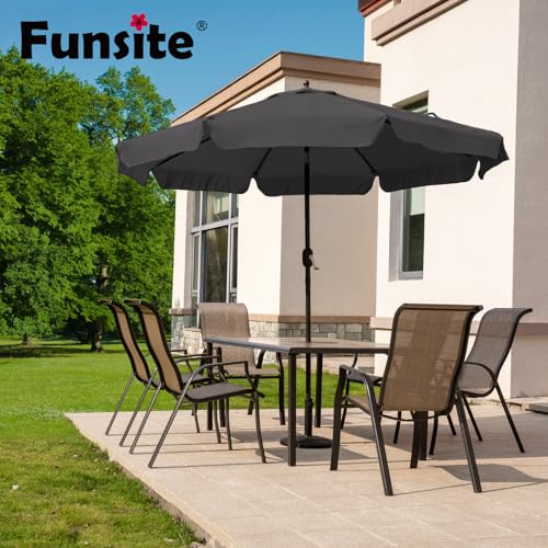 7.5Ft/9Ft Valance Patio Umbrella for Outdoor, UV Protect Pool Umbrellas with Heavy Duty Pole, Market Umbrella with Push Botton Tilt & Crank