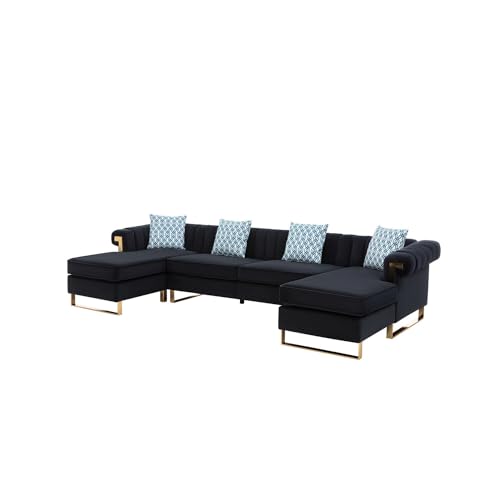 Eclectic Exclusivity Velvet 5-Seater Double Chaise Sectional Sofa Purple