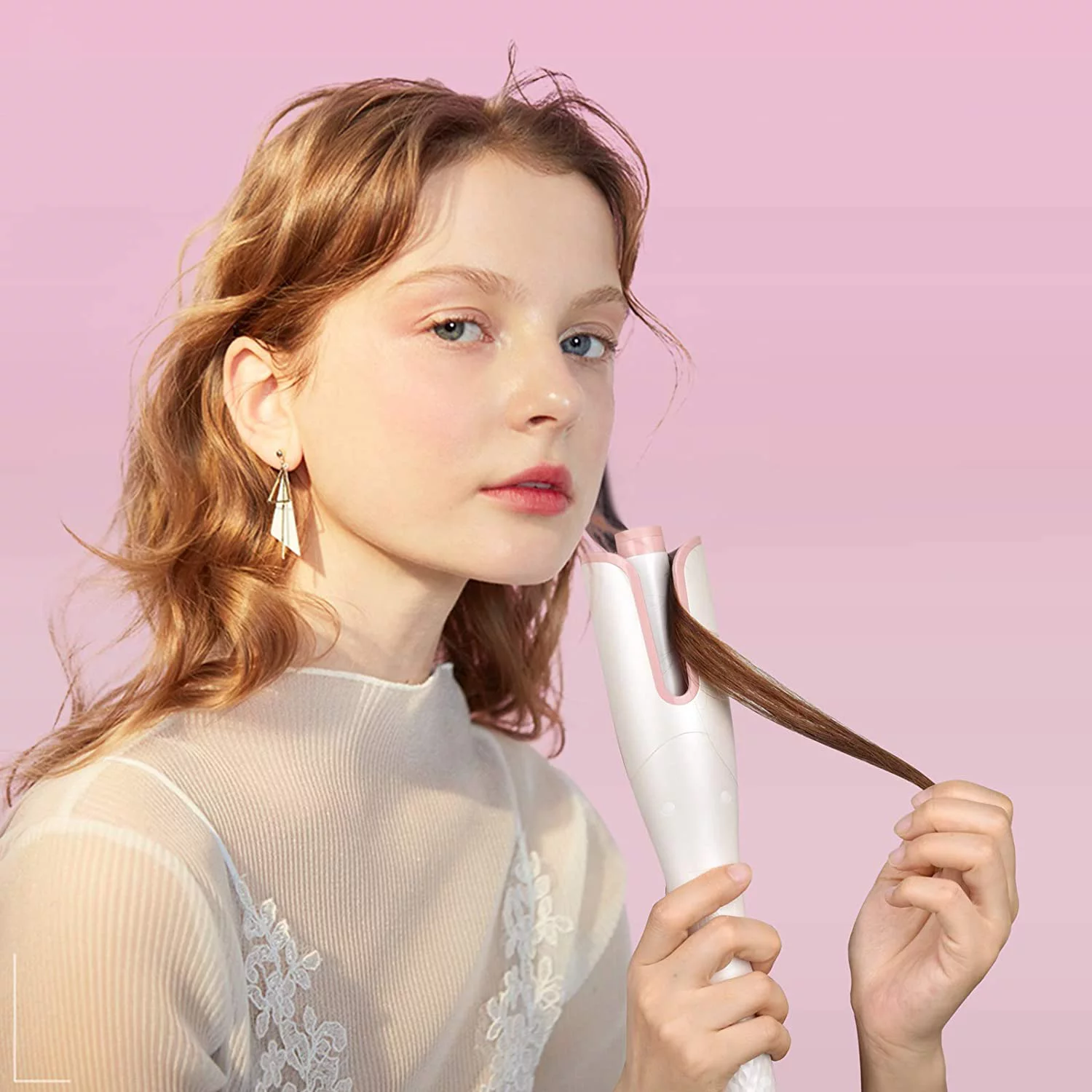 OCALISS Automatic Curling Iron,Pro Hair Curler with 1 Ceramic Rotating Barrel, 3 Temperature Control,Fast Heating,Anti-Scald,Dual Voltage, Automatic Curling Iron for Hair Styling