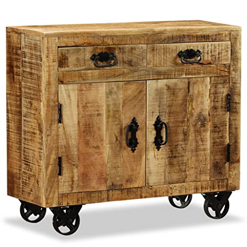 Buffets & Sideboards Sideboard with 2 Drawers and 1 Cabinet, Mango Wood,Industrial, Sideboard with Ample Storage: Solid Mango Wood Side Cabinet Cabinets & Storage