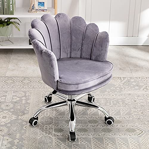 Home Office Chair - Velvet Swivel Chair, Height Adjustable Petal Back Design Task Chair with Wheels Desk Chair for Bedroom Vanity